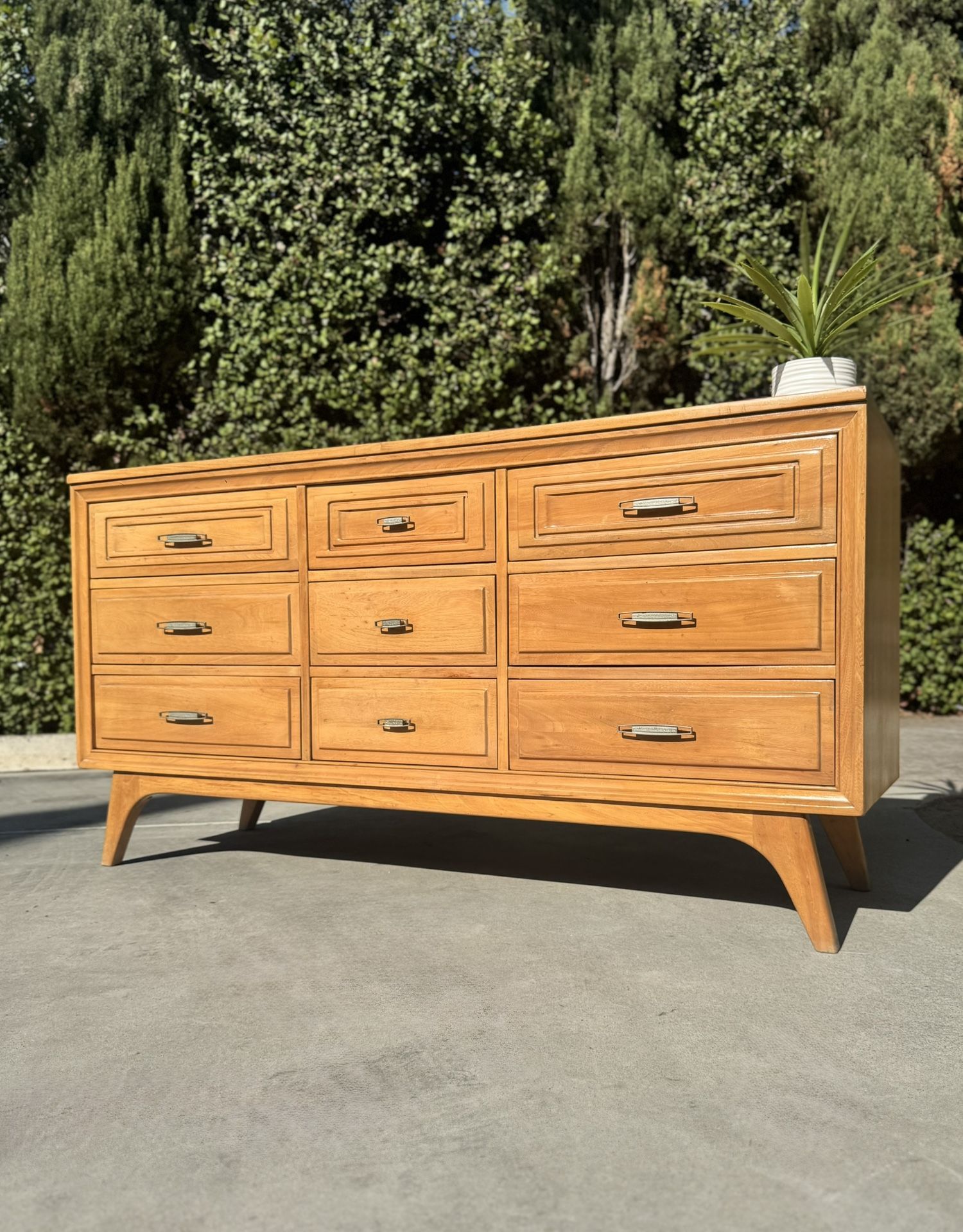 Mid Century Modern MCM 9 Drawer Lowboy Dresser LA Period Solid Wood
