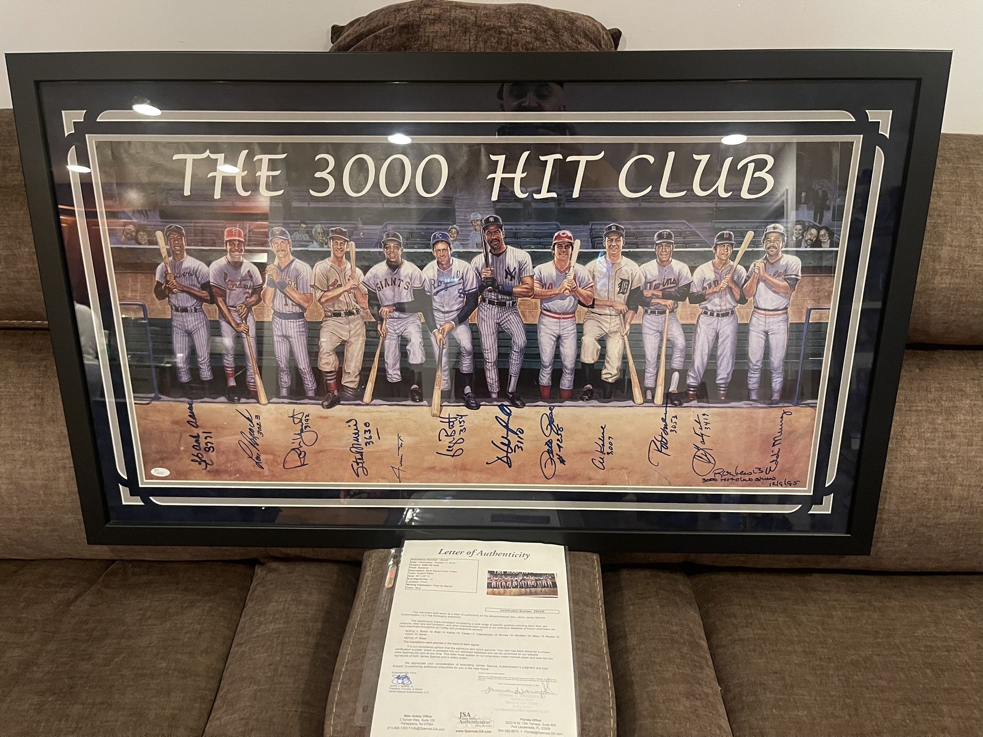 The 3000 Hit Club Autographed Frame Jsa