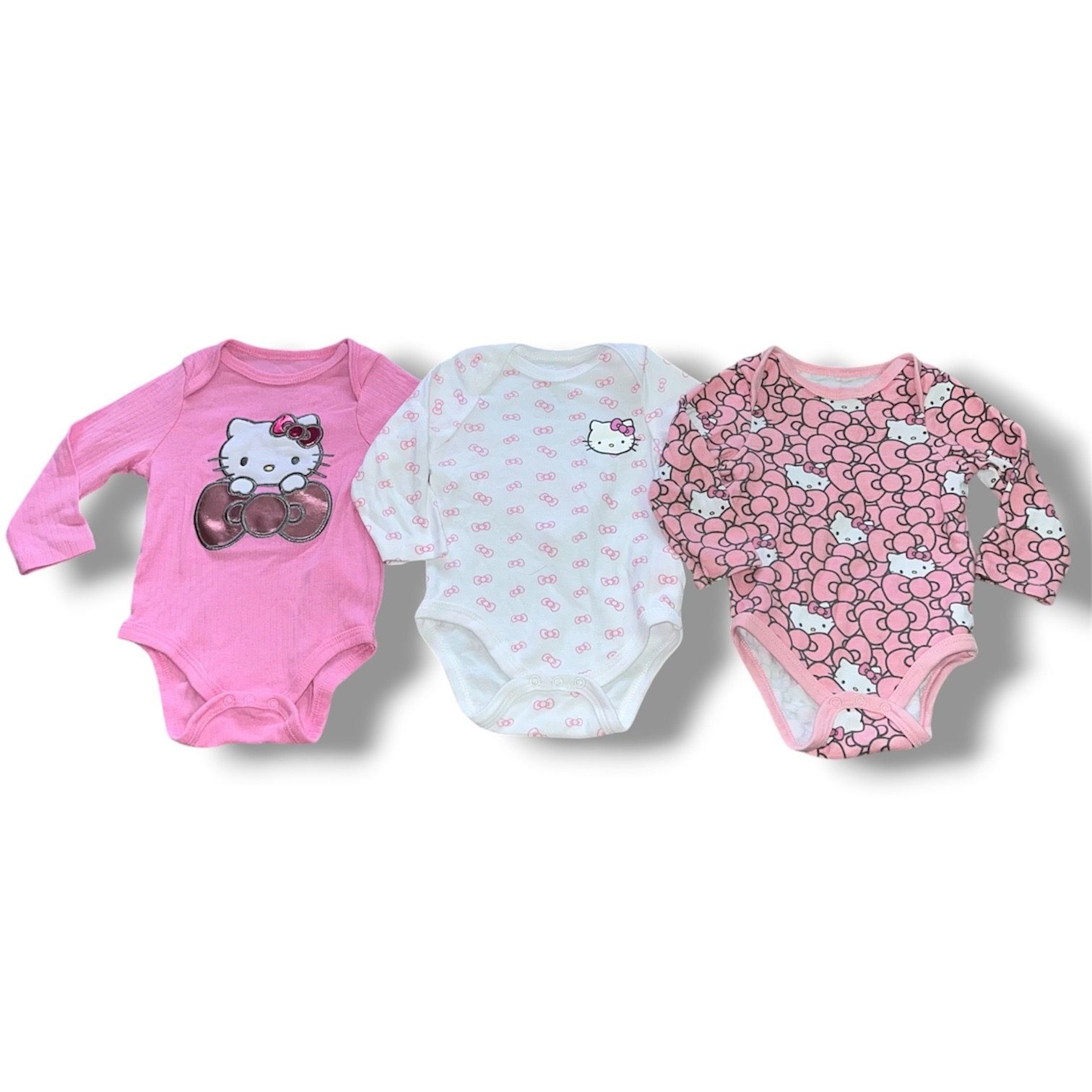 Baby Girl Hello Kitty Long-Sleeve Bodysuits/Onesies Set - Size 6-9 Months (3-Pack)