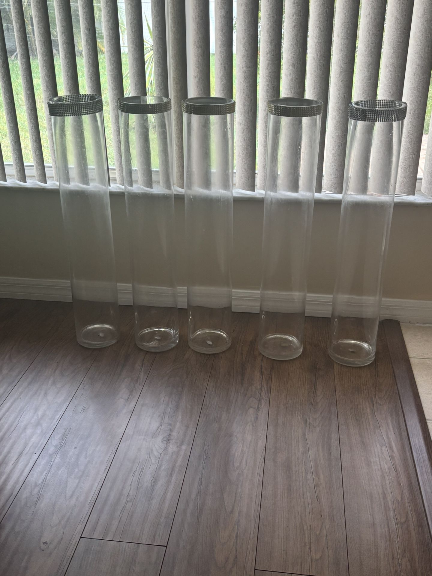 Glass Cylinder Centerpieces Vases – (Set of 5)