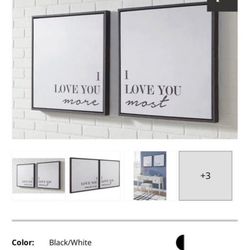 Set of 2 Love You More Framed Wall Art - New!