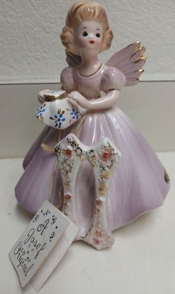 Mid Century Joseph Ceramic Birday Anggel Figurine *10.00* w/ Original Hang Tag and Labels