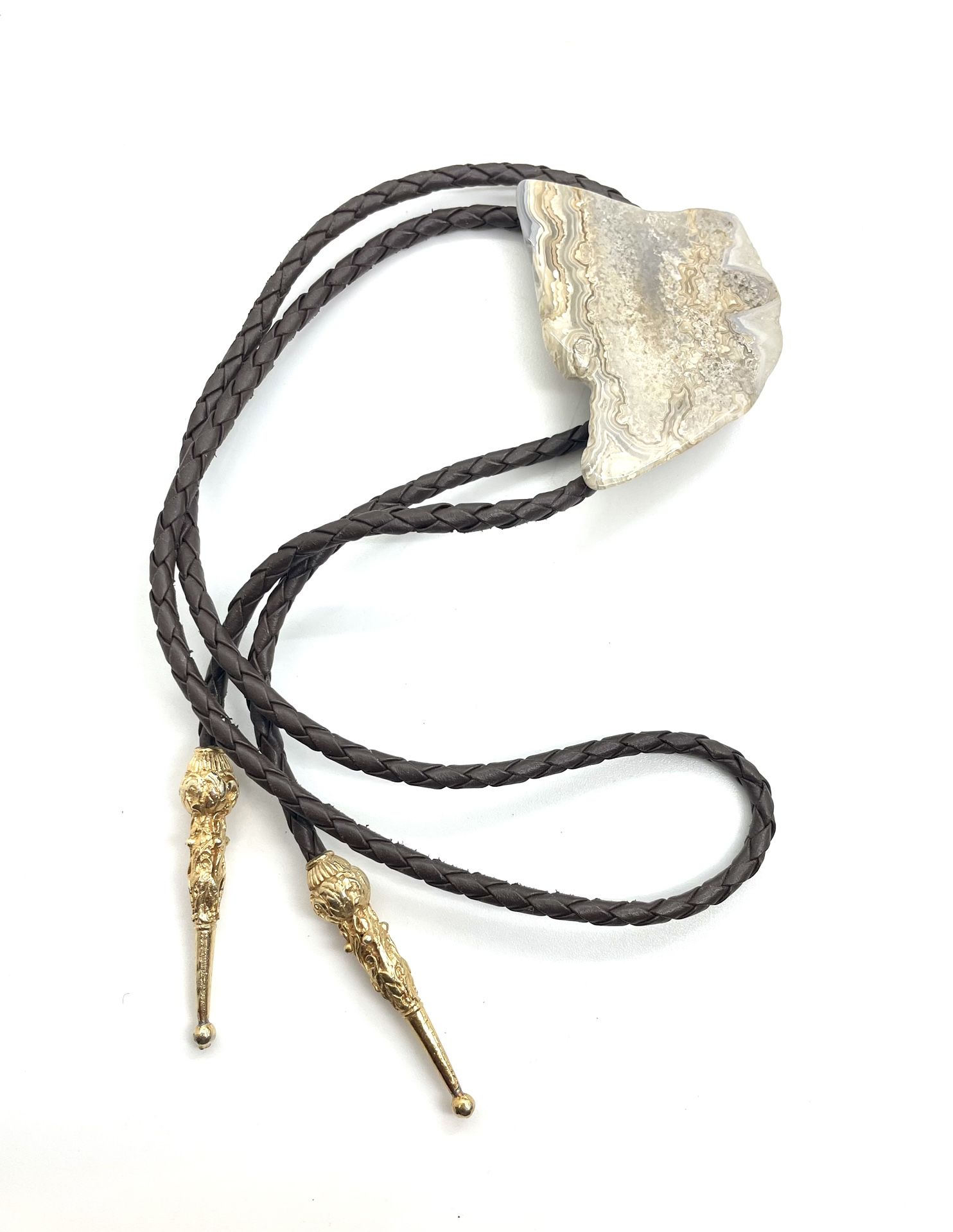 Handmade Leather Stone Bolo