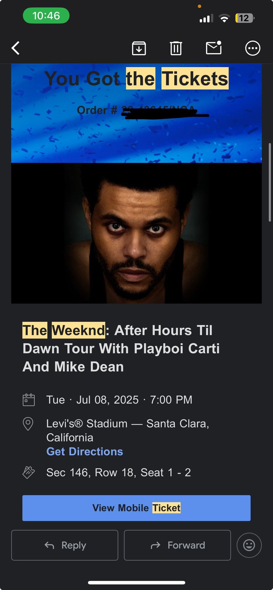 (2) The Weeknd tickets Santa Clara