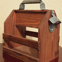 WOOD CADDY WITH BOTTLE OPENER