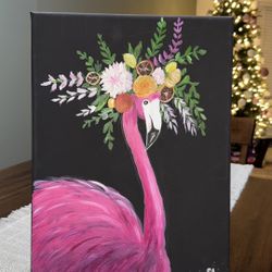 Pink Flamingo Canvas Painting/wall Art/wall Decor/acrylic Painting 