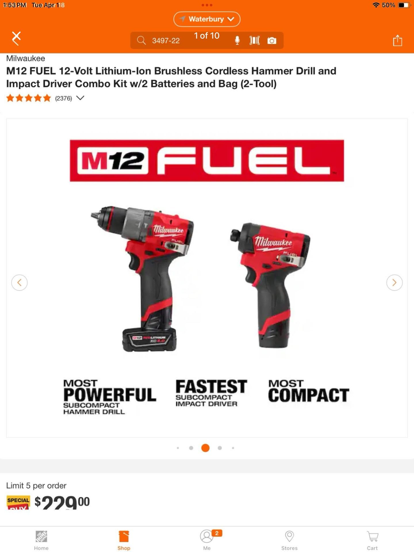 Milwaukee M12 FUEL 12-Volt Lithium-Ion Brushless Cordless Hammer Drill and Impact Driver Combo Kit w/2 Batteries and Bag (2-Tool)