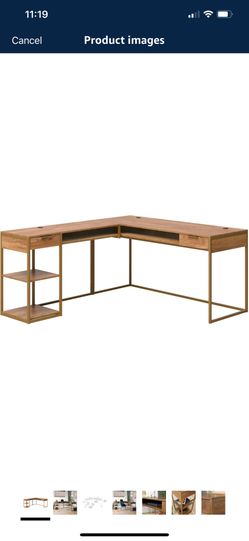 Sauder International Lux L-Shaped Desk Sindoori Mango Finish ( New Inbox )