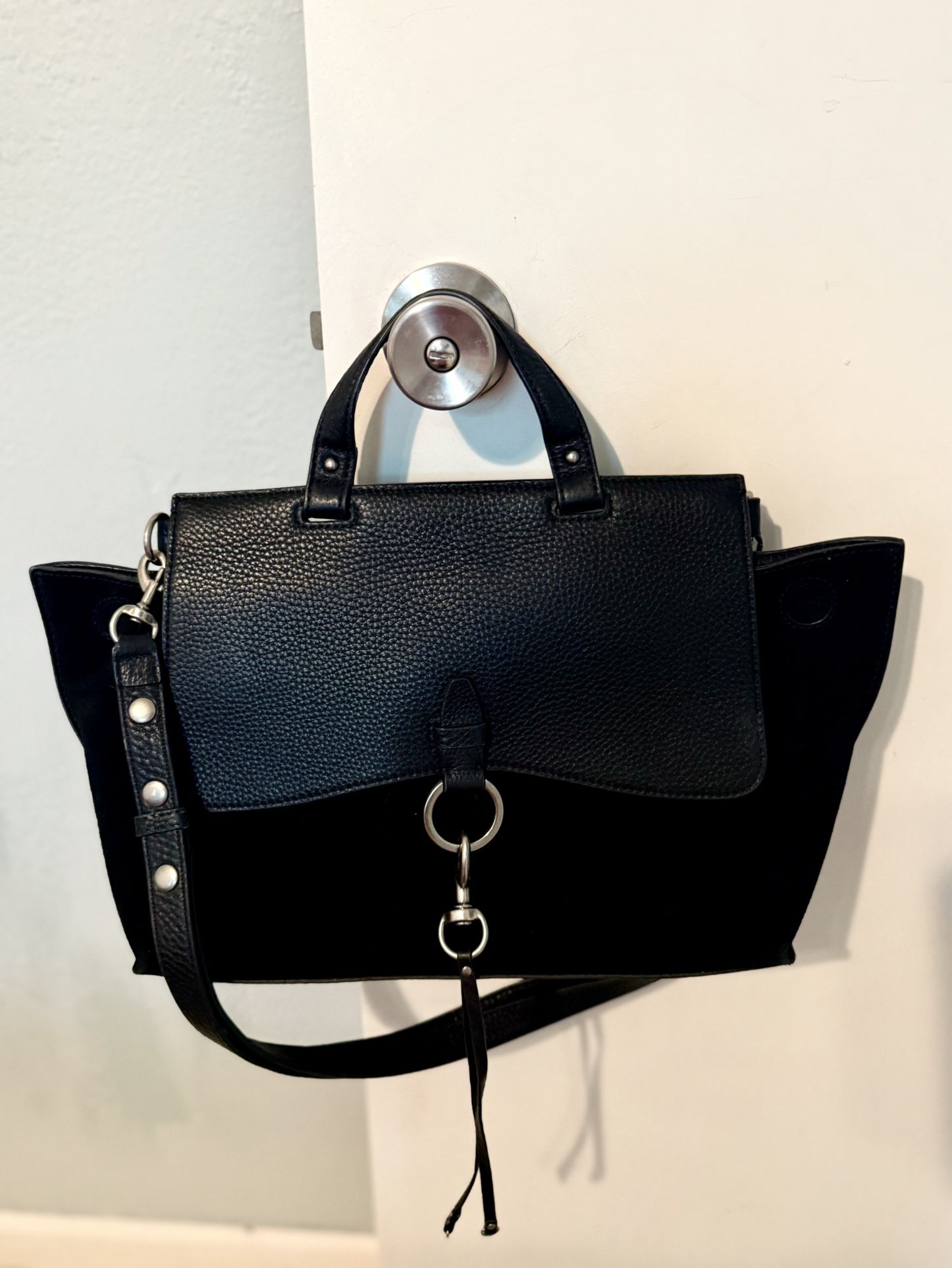 Black Leather and Suede Rebecca Minkoff Handbag