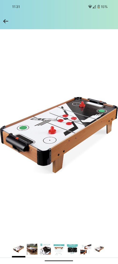 Portable Tabletop Air Hockey Arcade Table for Game Room, Living Room w/ Electric Fan Motor
