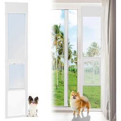Dog Door for Sliding Glass Door, 74.8''-80.7'', 80.5''-86.5'' Height Adjustable Sliding Glass Door