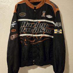 Harley Davidson Racing Flaming Skull Jacket 