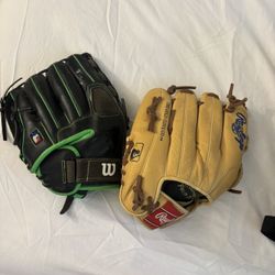 Baseball Gloves And Bag