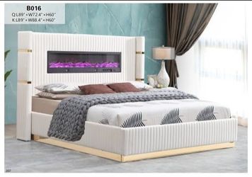 LED FIREPLACE PLATFORM BED NEW IN BOX