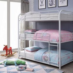 New Triple Bunk Bed Twin White 