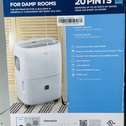 New TCL 20 Pint (1,500 sq. ft.) Portable Dehumidifier for Bedrooms and Offices,.