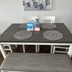6pc Dining Table & Bench 