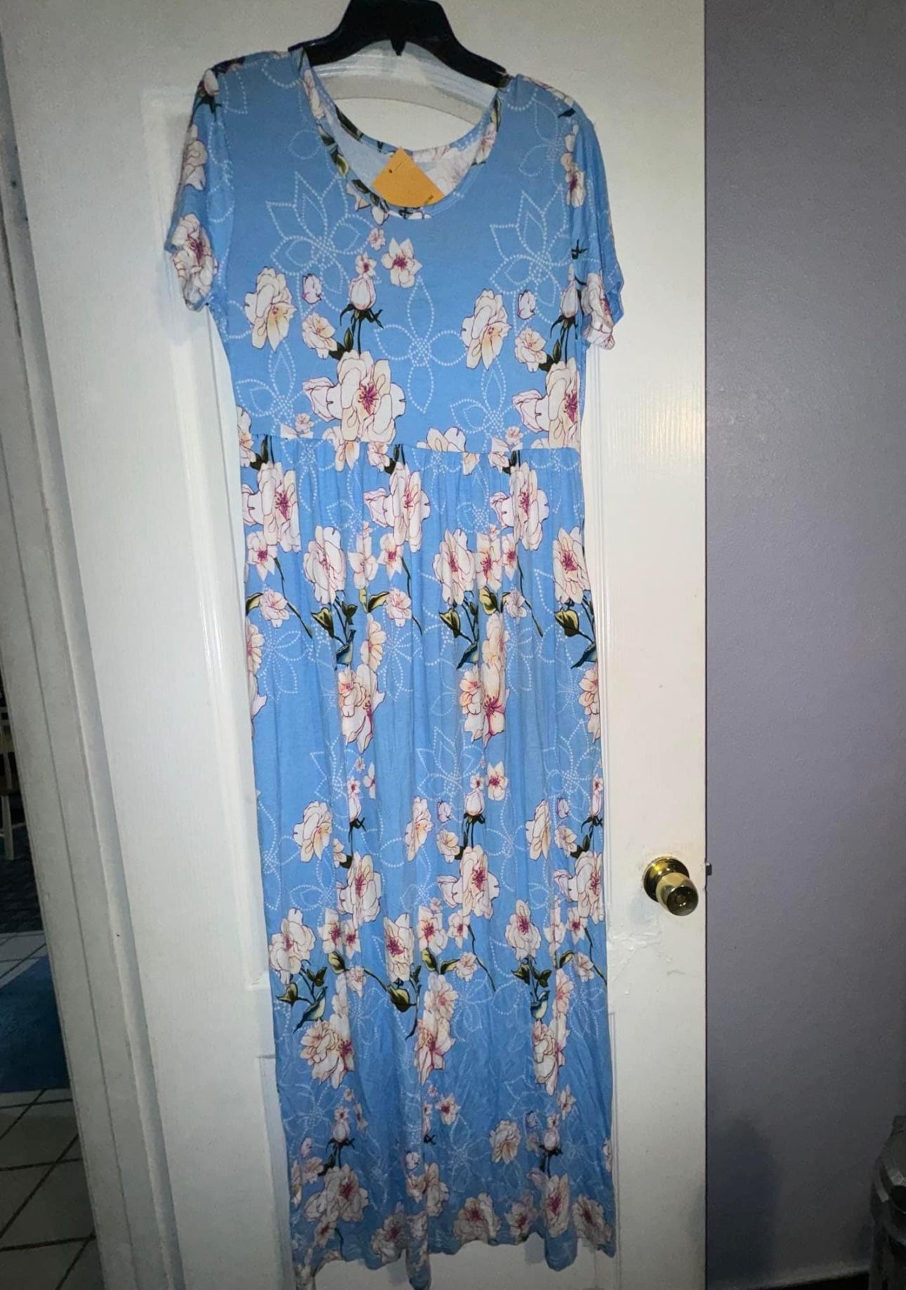 Brandnew Baby blue Floral Dress Size XL 