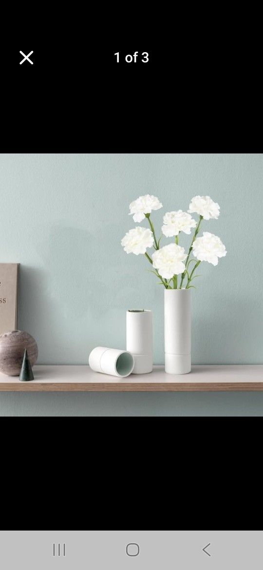 White Carnations Artificial Flowers, 3 Dozen