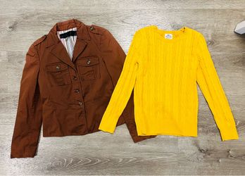 Brown Blazer and Yellow Sweater