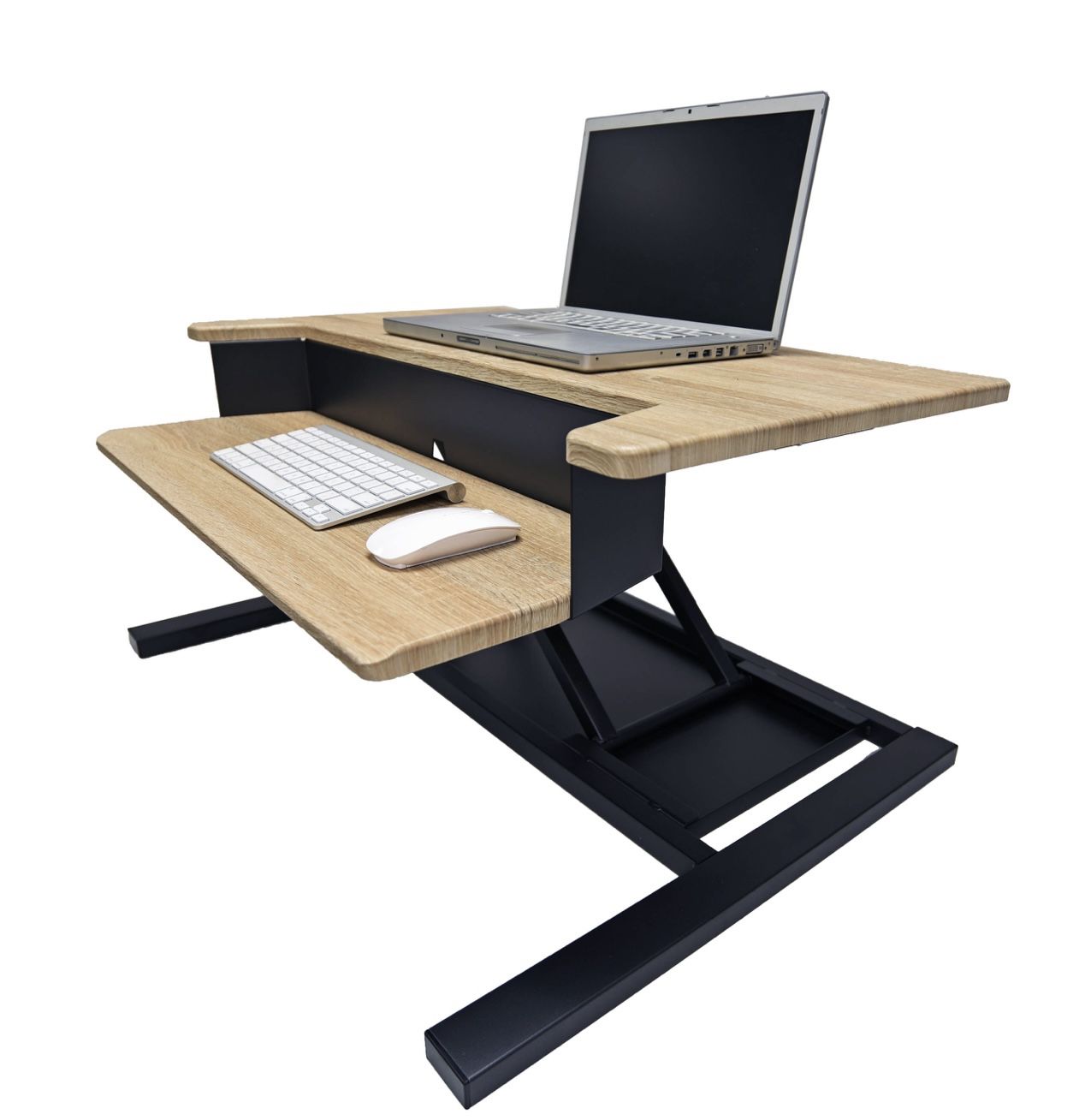Luxor Two-Tier Pneumatic Standing Desk Converter – White Oak (Brand New, Open Box)
