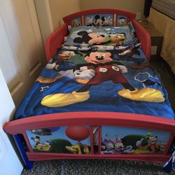 Mickey Mouse Toddler Bed w/ Mattress