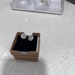 11mm 18k Silver Plated Diamond Studs 