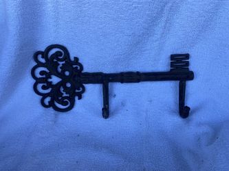Cast iron  Skeleton Key w/2 hooks  13”long by 6” wide
