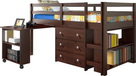 Brown Twin Low Loft Bed