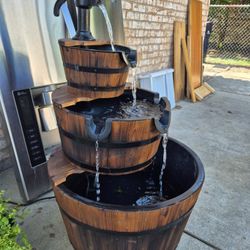 Water Fountain H 40", W 24", Metal, Wood, Plastic, Works Great!