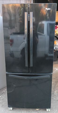 Very Clean! Black Whirlpool French Door Refrigerator!