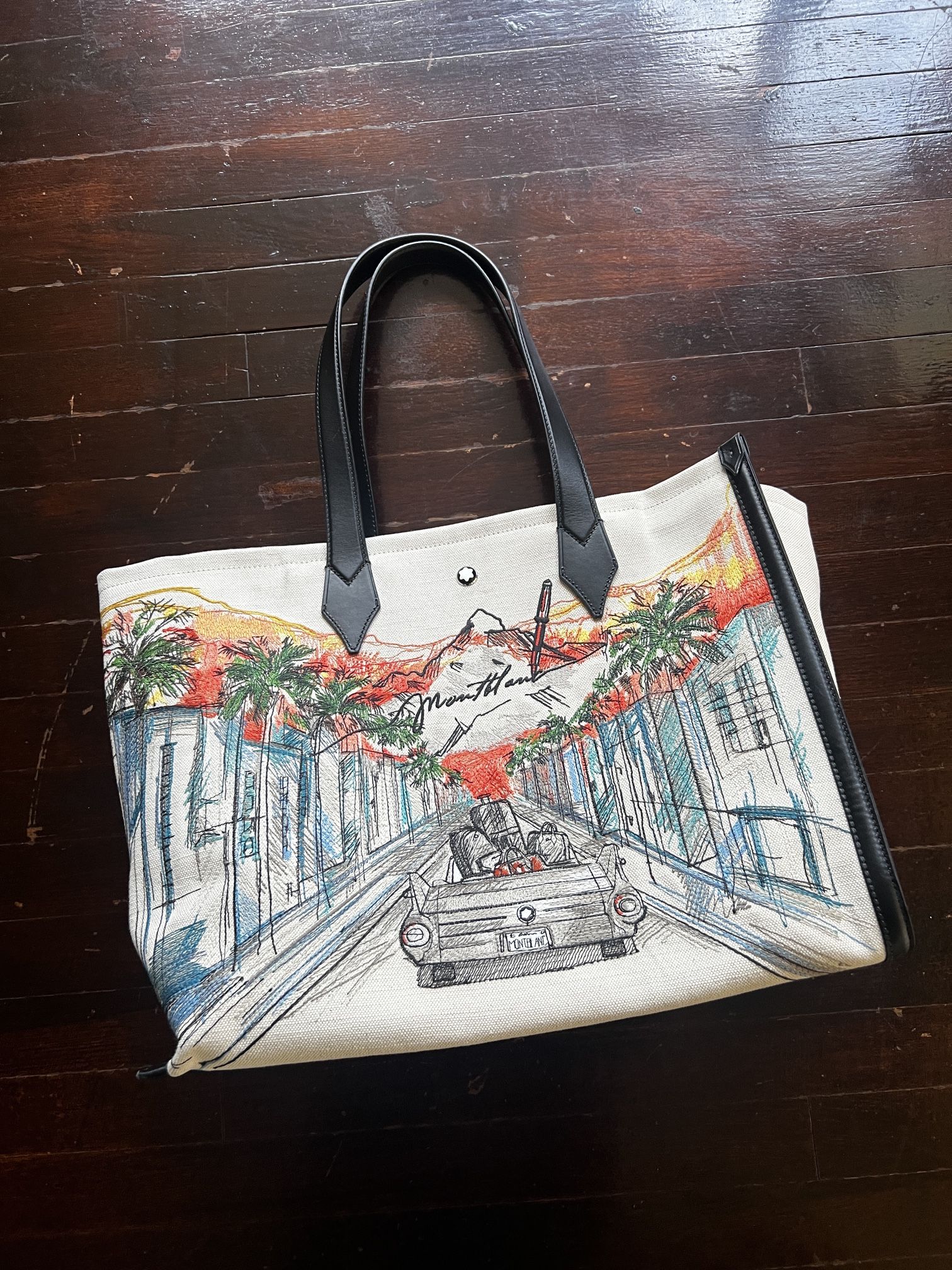 Montblanc Canvas leather tote