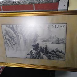 RARE AUTHENTIC ANTIQUE ORIGINAL OLD CHINESE SILK SIGNED LANDSCAPE PAINTING