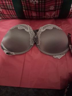 Gray Lace Trim Underwire Bra