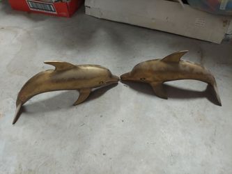 Vintage olee korea brass dolphin figurines