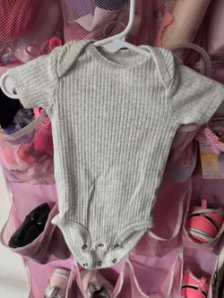 Gray Ribbed Baby Onesie Short Sleeve