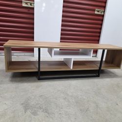 Modern Metal Frame Wood TV Stand for 65 inch TV