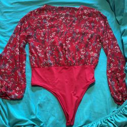 New Size large red bodysuit