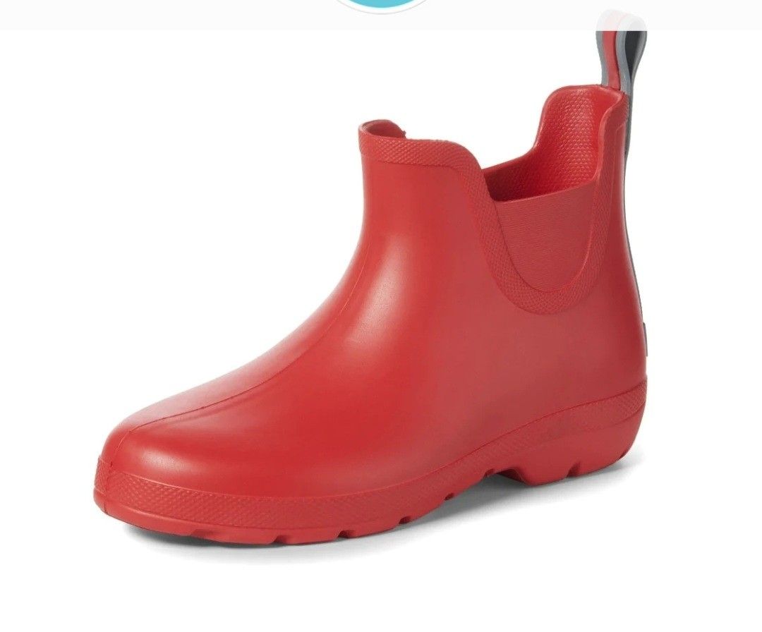 "TOTES" RAIN ANKLE BOOTS IN RED, GRAY & 9 