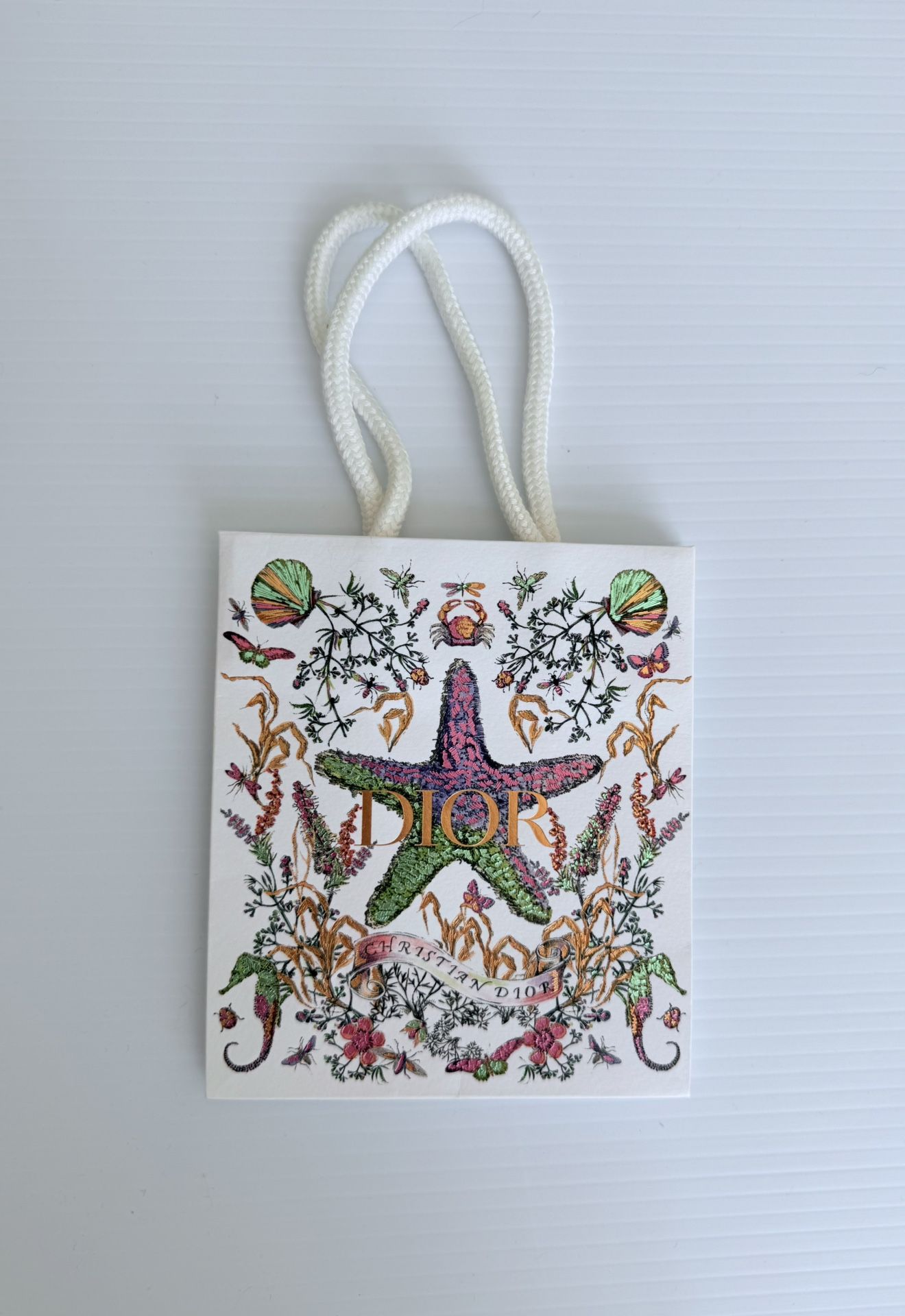 Christian Dior Gift Bag Starfish Coral Print Rare Boutique Shopping Tote New