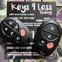 [$100 In Upland Today] Toyota Key & Remote Complete Set Copy (Avalon, Sienna, Tacoma, Tundra, Solara, Sequoia, Highlander)