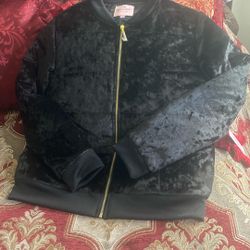 Brand New juicy couture crushed Black Velvet  Zip Up Jacket 