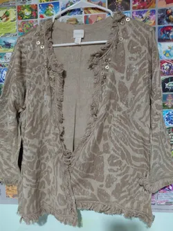 Chico's Fringe Cardigan Open Front Top