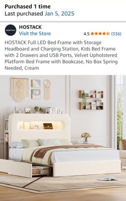 HOSTACK Full LED Bed Frame with Storage