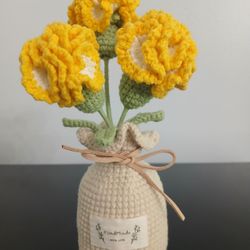 Handmade Crochet Flowers In Pot