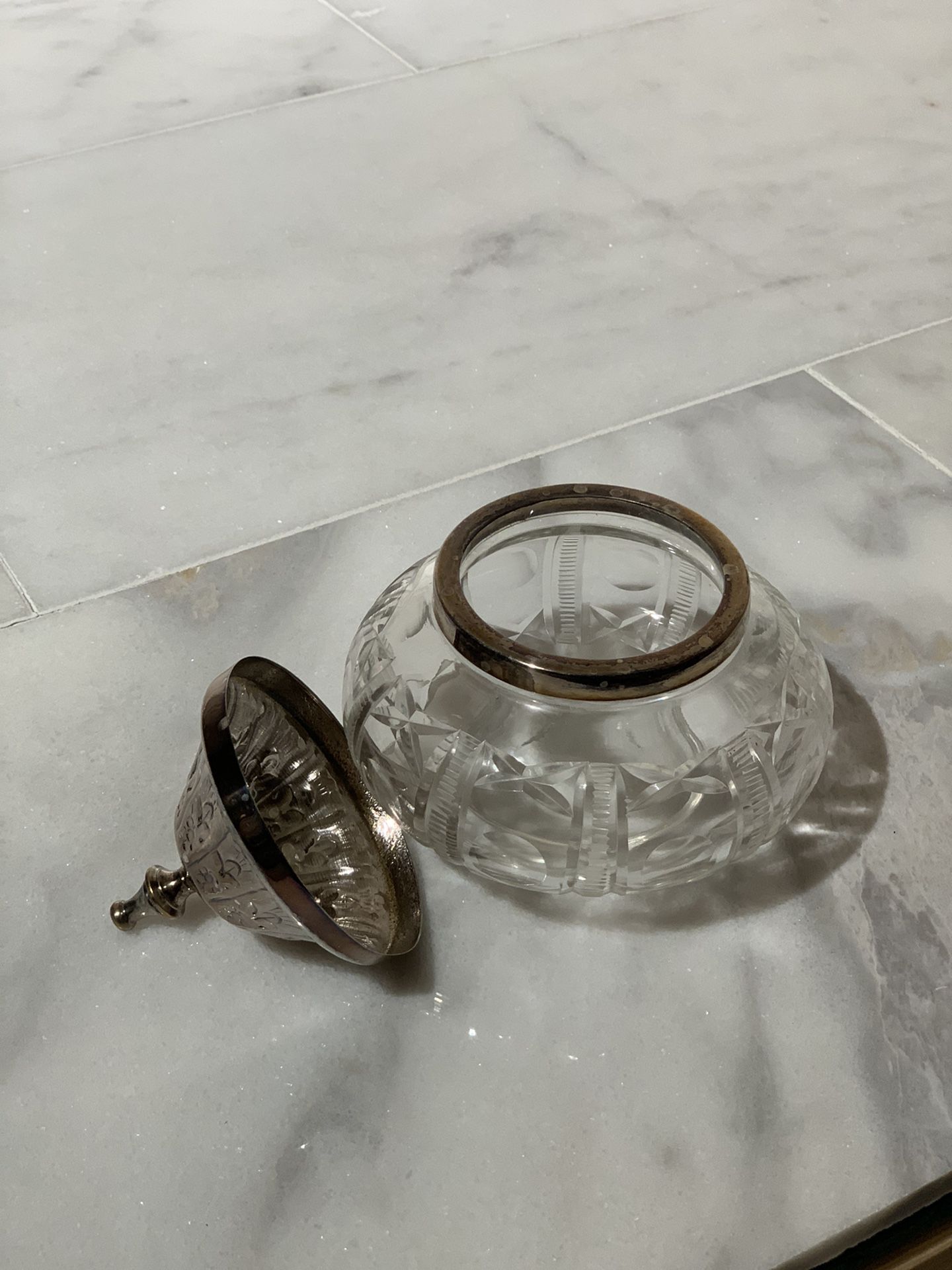 Antique Crystal silver jar