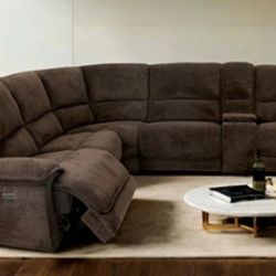 Brand New Brown Super Plush Power Reclining Sectional Sofa 