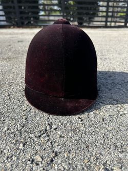Vintage Equestrian Riding Helmet Maroon Velveteen ...