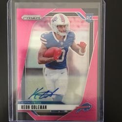 Keon Coleman Pink Rookie Prizm Autograph
