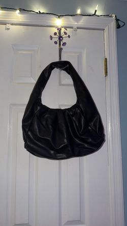 Black Leather Hobo Shoulder Bag